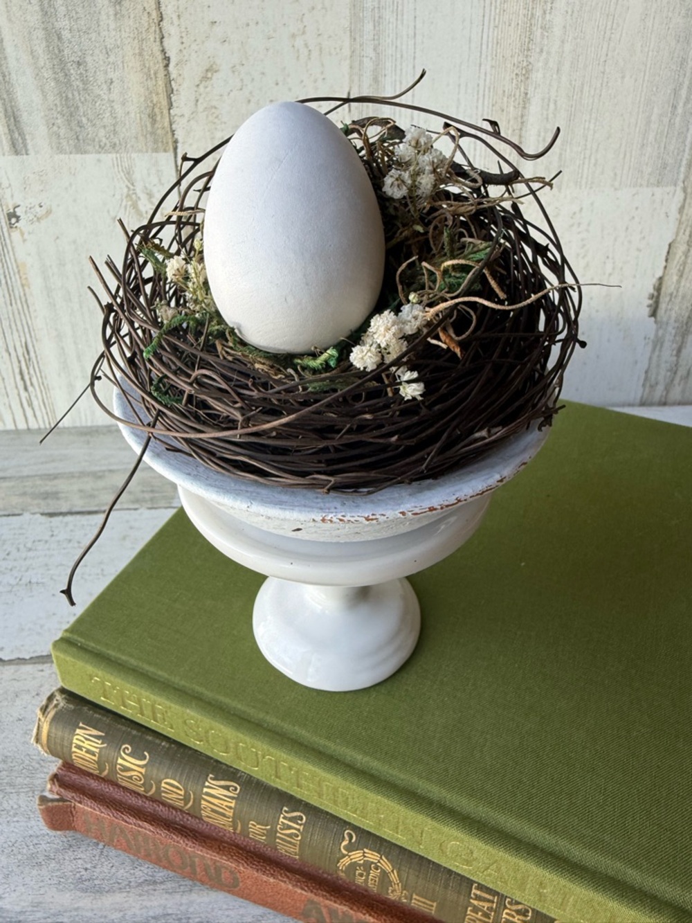 Neutral Spring Decor Bird Nest & Egg Handmade Decor Farmhouse Cottagecore